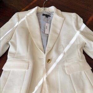 J. Crew Cream Peplum Blazer with Gold Button